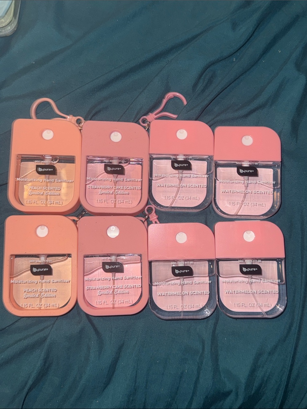 Set of Pink Silicone Pocket Hand Sanitizer Holders w/ hand sanitizer - 8 Pc